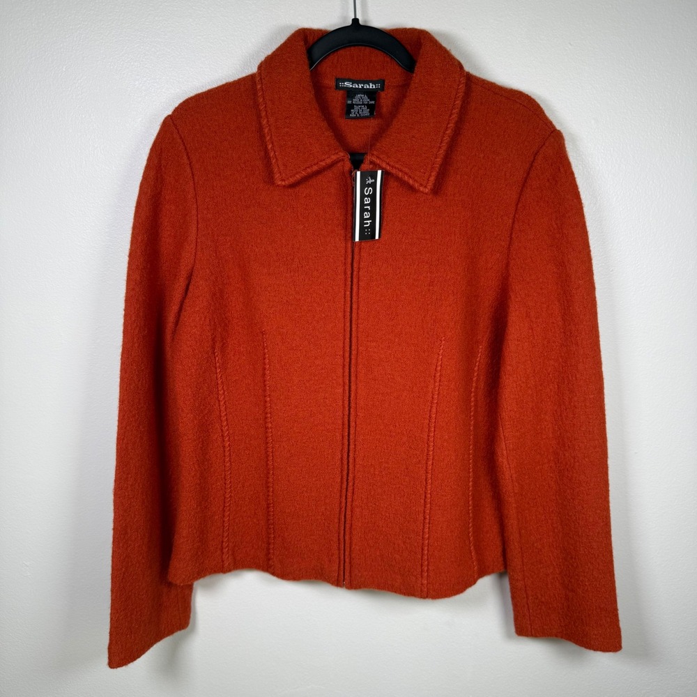 Vintage Sarah Corset Pleated Boiled Wool Full Zip Jacket Deadstock NWT Autumn L